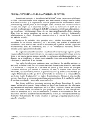 UNESCO EDUCACION INCLUSIVA. LA EDUCACIÓN INCLUSIVA: EL CAMINO HACIA EL ...