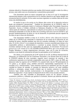 UNESCO EDUCACION INCLUSIVA. LA EDUCACIÓN INCLUSIVA: EL CAMINO HACIA EL ...
