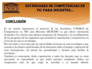 UNESCO estandares TIC