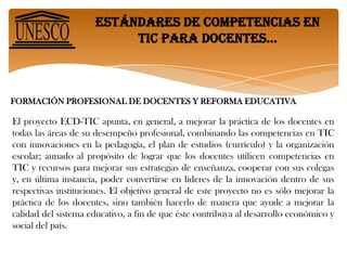Estándares de competencias en tic para docentes… DIAGRAMA DE LOS COMPONENTES DE LA REFORMA DE LA EDUCACIÓN