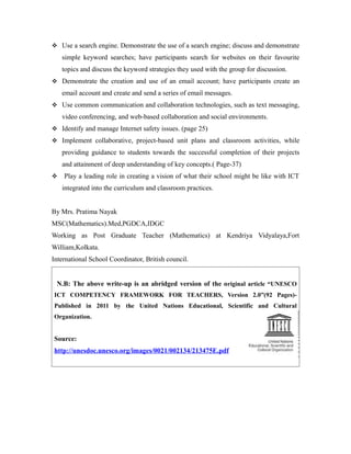 Unesco ict competency framework for teachers by pratima nayak | PDF