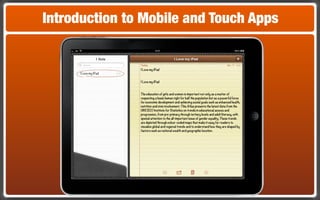 Introduction to Mobile and Touch Apps
 