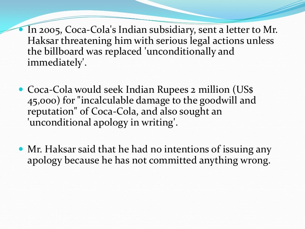 practices done by coca cola company