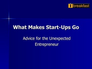 What Makes Start-Ups Go Advice for the Unexpected Entrepreneur 