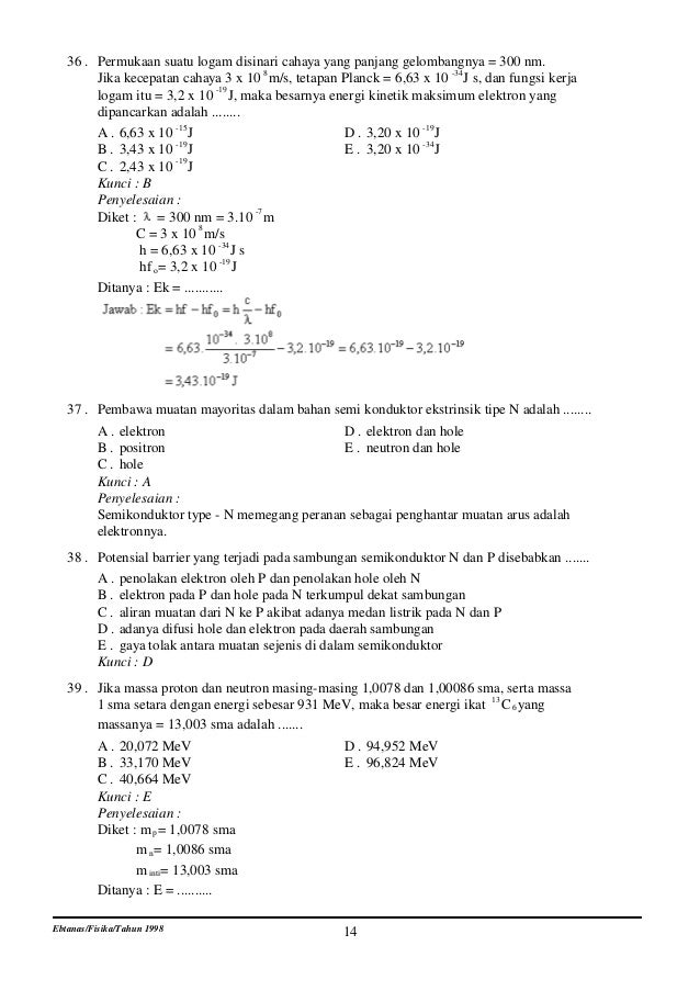  Soal Un Fisika Sma 1998 Dan Pembahasannya statusbool