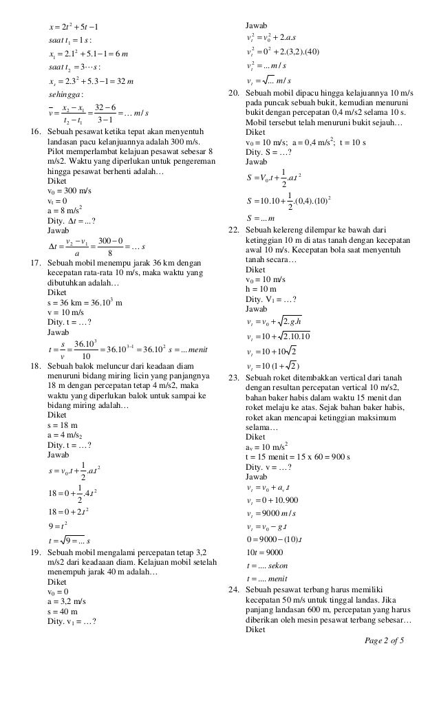 kelas 10 soal fisika smk dan soal kelas smk kunci (latihan 2010 fisika x jawaban Un
