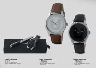 8
Simply U Black
Montre - Watch
Dia. 40 mm
Incl. Packaging ‘Ungaro’ (UBM100)
1 ATM
UMN5183Simply U Gold
Montre - Watch
Dia. 40 mm
Incl. Packaging ‘Ungaro’ (UBM100)
1 ATM
UMN5792
1
2
3
Parure / Set
Set UMN518 + USW5185
Incl. Packaging ‘Ungaro’ (UBE100)
UPNR5181
 