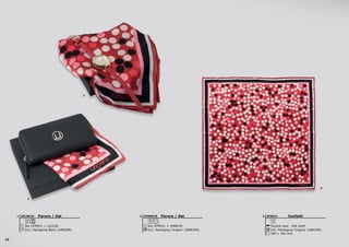 72
Parure / Set
Set UFM521 + UMN578
Incl. Packaging ‘Ungaro’ (UBW200)
UPMN5782Parure / Set
Set UFM521 + ULL518
Incl. Packaging Black (UBN299)
UPLM5181 Confetti
Foulard soie - Silk scarf
700 x 700 mm
Incl. Packaging ‘Ungaro’ (UBH200)
UFM5213
1
2
3
 