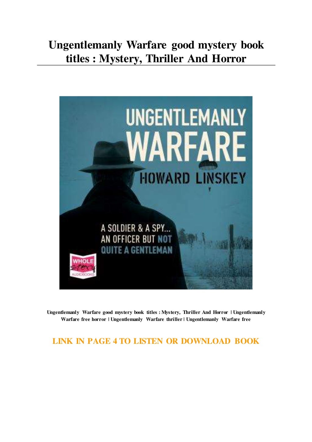 Ungentlemanly Warfare good mystery book titles Mystery... Thriller