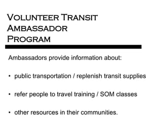 Transit Travel Training Models; Overview and Program Development | PDF