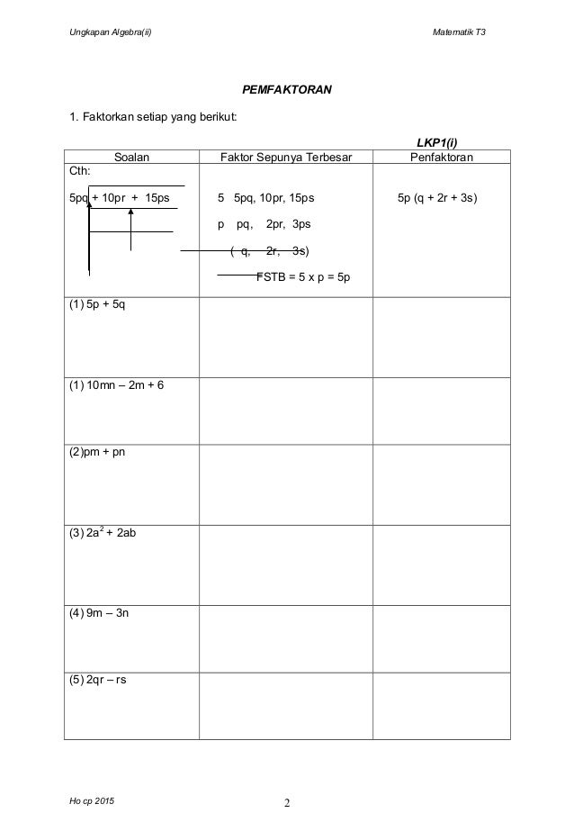 Ungkapan algebra bp&p