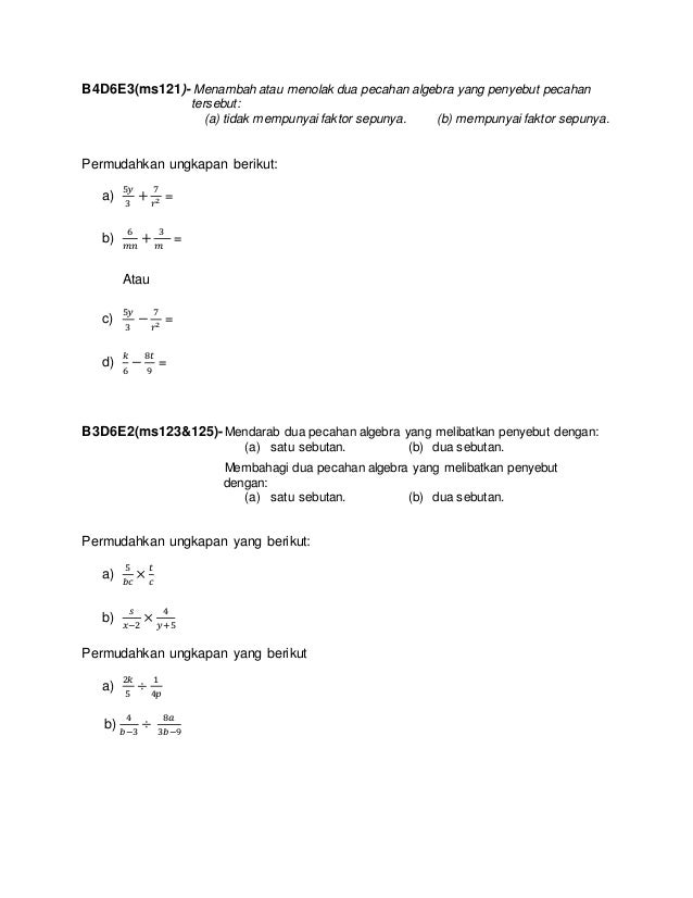 Soalan Kembangan Algebra - Selangor t