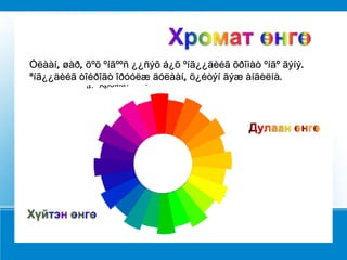 Óëààí, øàð, õºõ ºíãººñ ¿¿ñýõ á¿õ ºíã¿¿äèéã õðîìàò ºíãº ãýíý. ªíã¿¿äèéã òîéðîãò îðóóëæ äóëààí, õ¿éòýí ãýæ àíãèëíà.  