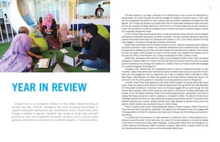 4 5UN GLOBAL PULSE ANNUAL REPORT 2017
Global Pulse is an innovation initiative of the United Nations working to
harness big data, artificial intelligence and other emerging technologies to
support sustainable development and humanitarian action. Global Pulse works
through a network of regional innovation labs, known as Pulse Labs, and with
partners to build and implement innovative solutions and to provide policy
guidance and technical assistance to accelerate adoption of data innovation.
YEAR IN REVIEW
The data revolution is no longer a new topic but a reality trying to catch up with the expectations it
has generated. As a result, big data and artificial intelligence emerged as important issues in 2017, with
the UN driving global discussions on how to harness data and analytics capabilities to achieve the 2030
Agenda. This included the adoption of a Global Action Plan for Sustainable Development Data that result-
ed from the inaugural UN World Data Forum. And the first AI for Good Global Summit was convened to
ensure that the benefits of artificial intelligence serve humanity and help to accelerate progress towards
the Sustainable Development Goals.
In 2017, Global Pulse pursued opportunities to scale and replicate proven solutions, and to establish
frameworks for responsible data privacy and ethical innovation. This report presents examples of data-driven
solutions that Global Pulse tested and developed with partners in 2017, and outlines activities the Pulse
Labs engaged in to enable a thriving data innovation environment.
Global Pulse implemented over 20 innovation projects and tools, adding to the growing body of evidence
of practical examples of data innovation for sustainable development and humanitarian action. Several of
the applications developed by the Pulse Labs were adopted and mainstreamed by partners. A tool created
by Pulse Lab Jakarta, which analyses the impact of climatic events, was installed in the situation room of
the Executive Office of the President and is being mainstreamed to other countries in Asia.
Additionally, new features were added to a suite of tools developed by Global Pulse. Pulse Lab Jakarta
developed an analytics platform to monitor the onset and effects of cyclones around the world, by building
upon functionalities of an existing crisis analysis tool. Likewise, Pulse Lab Kampala added new languages
to its speech-recognition technology tool.
Throughout 2017, Global Pulse also spearheaded efforts to foster an enabling environment for data
innovation. Global Pulse worked with international experts to develop data privacy and data ethics frame-
works and risk management tools for responsible use of data. A Guidance Note on Big Data for SDGs:
Data Privacy, Data Protection and Ethics was adopted by the United Nations Development Group. This
document is the first policy guidance on big data and privacy endorsed by over 30 UN agencies.
In parallel, Global Pulse raised awareness of the value of data innovation by hosting several high-impact
events. Pulse Lab Jakarta and the Ministry of National Development Planning held the first Data Revolution
for Policymakers Conference in Indonesia. Pulse Lab Kampala engaged African youth through the Data
Science Africa workshop, which will be scaled up to two events in 2018 due to increased participation and
interest. At the UN General Assembly, Global Pulse convened governments, entrepreneurs and CEOs of
leading technology companies to outline a roadmap on innovation for SDGs. The Data for Climate Action
Challenge advanced the practice of data philanthropy by galvanizing a diverse coalition of companies from
different industries and countries. Multiple datasets were made available to research teams around the
world to identify solutions and accelerate action on climate change.
Finally, to support public sector understanding and adoption of data innovation, Global Pulse and its
Pulse Labs held over 25 workshops, presented in 60 regional and international events, and engaged with
130 organizations from the UN, academia, and private sector through over 450 briefings and brainstorm-
ing sessions.
It is evident that the importance of a data revolution to achieve the SDGs is being embraced by in-
stitutions around the world. At the same time, the impact of the data revolution on society has created
a new frontier of ethical and human rights challenges. Looking ahead, Global Pulse will leverage its cu-
mulative expertise and extensive network of partners to advance rights-centric innovation within the UN,
and catalyze global advocacy to ensure a safe and equitable digital future.
 