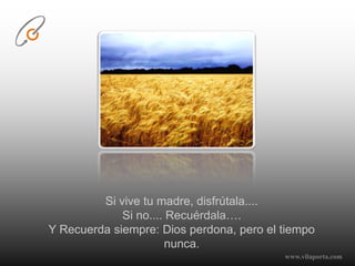 Si vive tu madre, disfrútala....Si no.... Recuérdala….Y Recuerda siempre: Dios perdona, pero el tiempo nunca.www.vilaporta.com  
