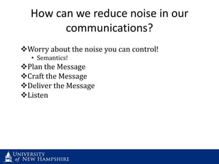 How to Reduce Noise in Your Communications by Martin England | PPT