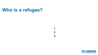 Who is a refugee?
1.
2.
3.
 