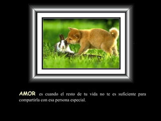AMOR   es cuando el resto de tu vida no te es suficiente para compartirla con esa persona especial. 