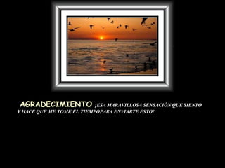 AGRADECIMIENTO   ¡ESA MARAVILLOSA SENSACIÓN QUE SIENTO Y HACE QUE ME TOME EL TIEMPO PARA ENVIARTE ESTO! 