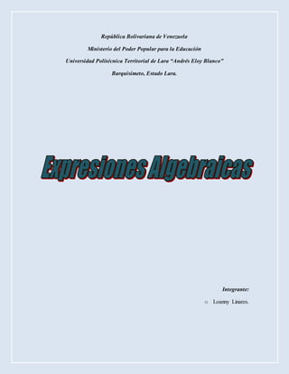 República Bolivariana de Venezuela
Ministerio del Poder Popular para la Educación
Universidad Politécnica Territorial de Lara “Andrés Eloy Blanco”
Barquisimeto, Estado Lara.
Integrante:
o Loanny Linares.
 