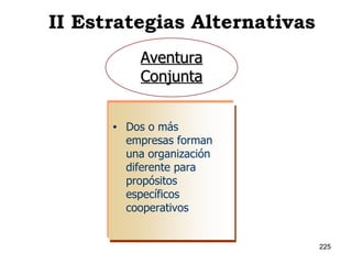 Dos o más empresas forman una organización diferente para propósitos específicos cooperativos Aventura Conjunta II Estrategias Alternativas 