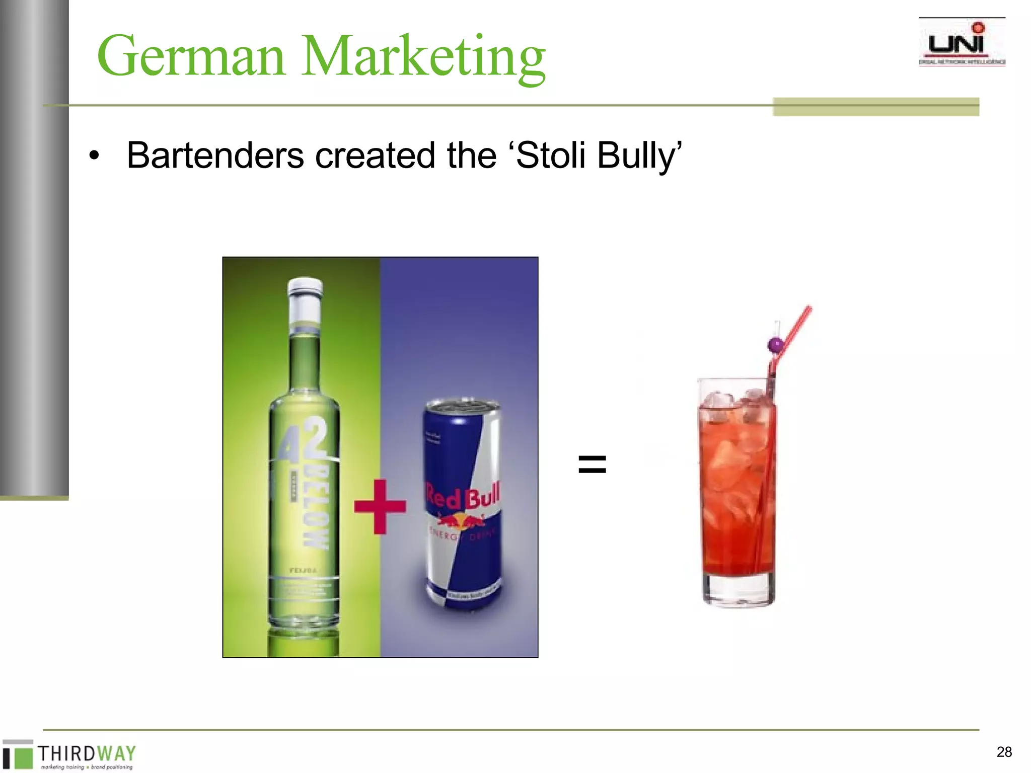 Bartenders created the ‘Stoli Bully’  German Marketing = 