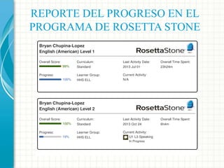 REPORTE DEL PROGRESO EN EL
PROGRAMA DE ROSETTA STONE

 