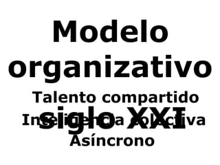 Modelo organizativo siglo XXI Talento compartido Inteligencia colectiva Asíncrono 