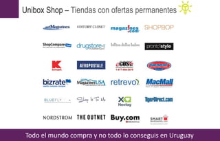 Unibox Shop – Tiendas con ofertas permanentes
Todo el mundo compra y no todo lo conseguis en Uruguay
 