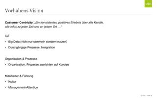 © Unic - Seite 19
Customer Centricity
Customer Centricity: „Ein konsistentes, positives Erlebnis über alle Kanäle,
alle Infos zu jeder Zeit und an jedem Ort …“
ICT
• Big Data (nicht nur sammeln sondern nutzen)
• Durchgängige Prozesse, Integration
Organisation & Prozesse
• Organisation, Prozesse ausrichten auf Kunden
Mitarbeiter & Führung
• Kultur
• Management-Attention
 