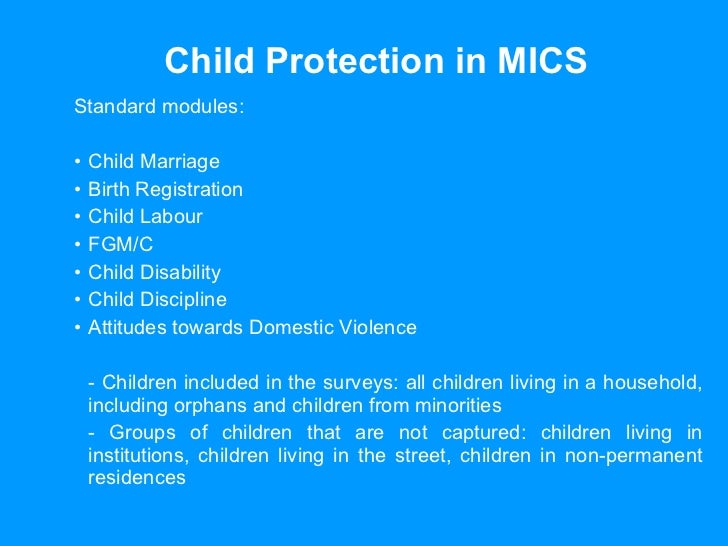 UNICEF child protection indicators