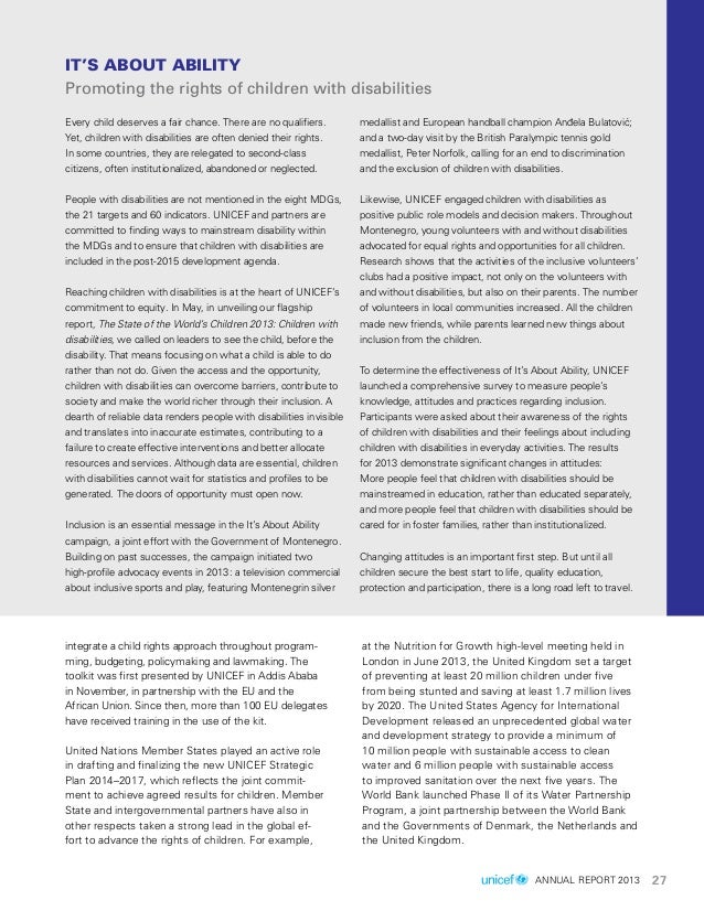 unicef annual report 2013 year end report example