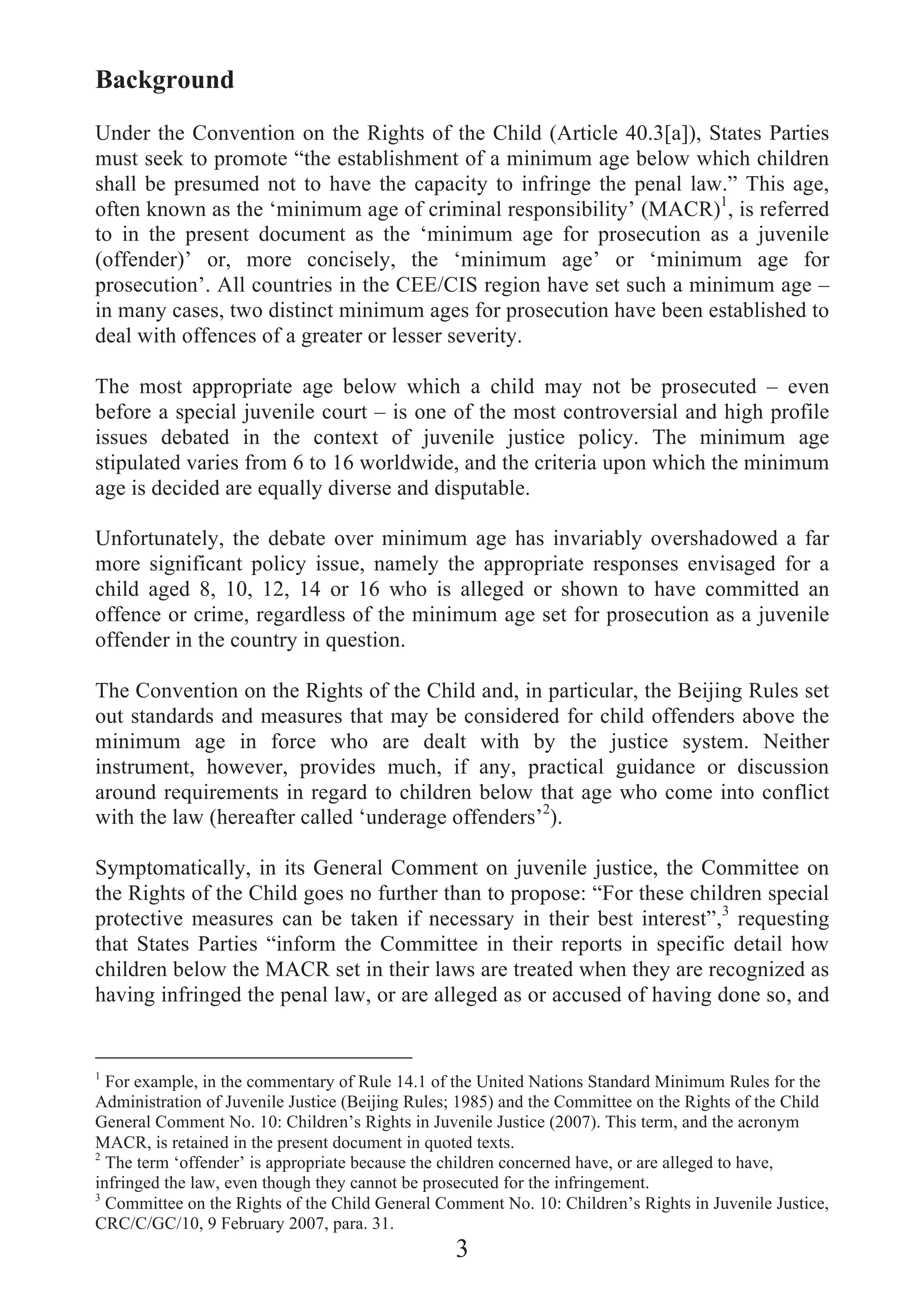 UNICEF Guidance note for CEE/CIS on responses to children who have ...