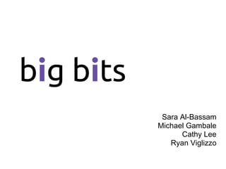 big bits
            Sara Al-Bassam
           Michael Gambale
                 Cathy Lee
              Ryan Viglizzo
 