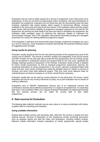 Unicef guideline for monitoring and evaluation | PDF