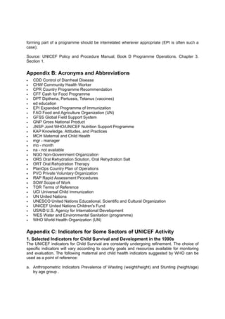 Unicef guideline for monitoring and evaluation