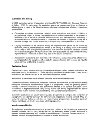 Unicef guideline for monitoring and evaluation | PDF