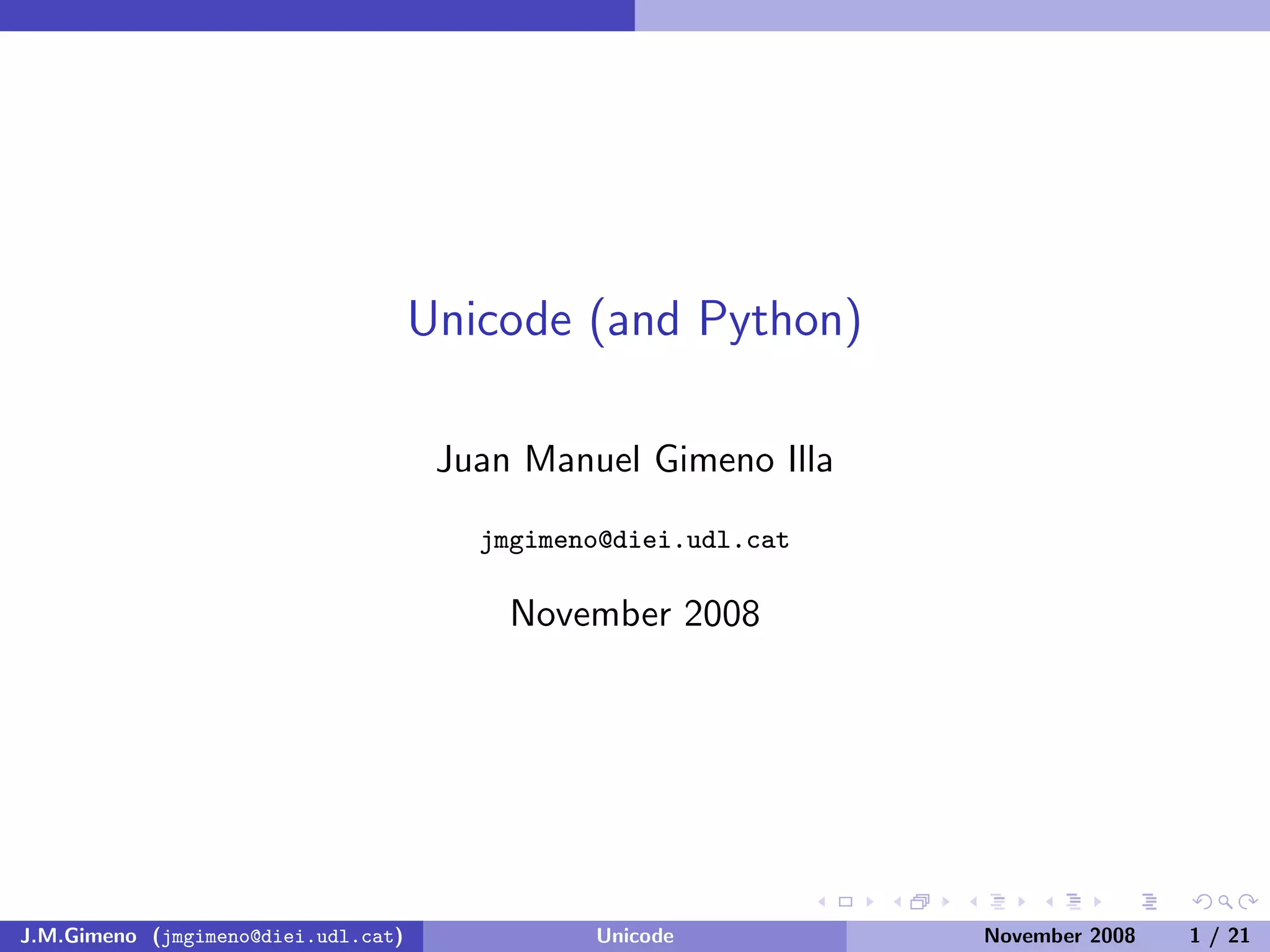 Unicode (and Python)