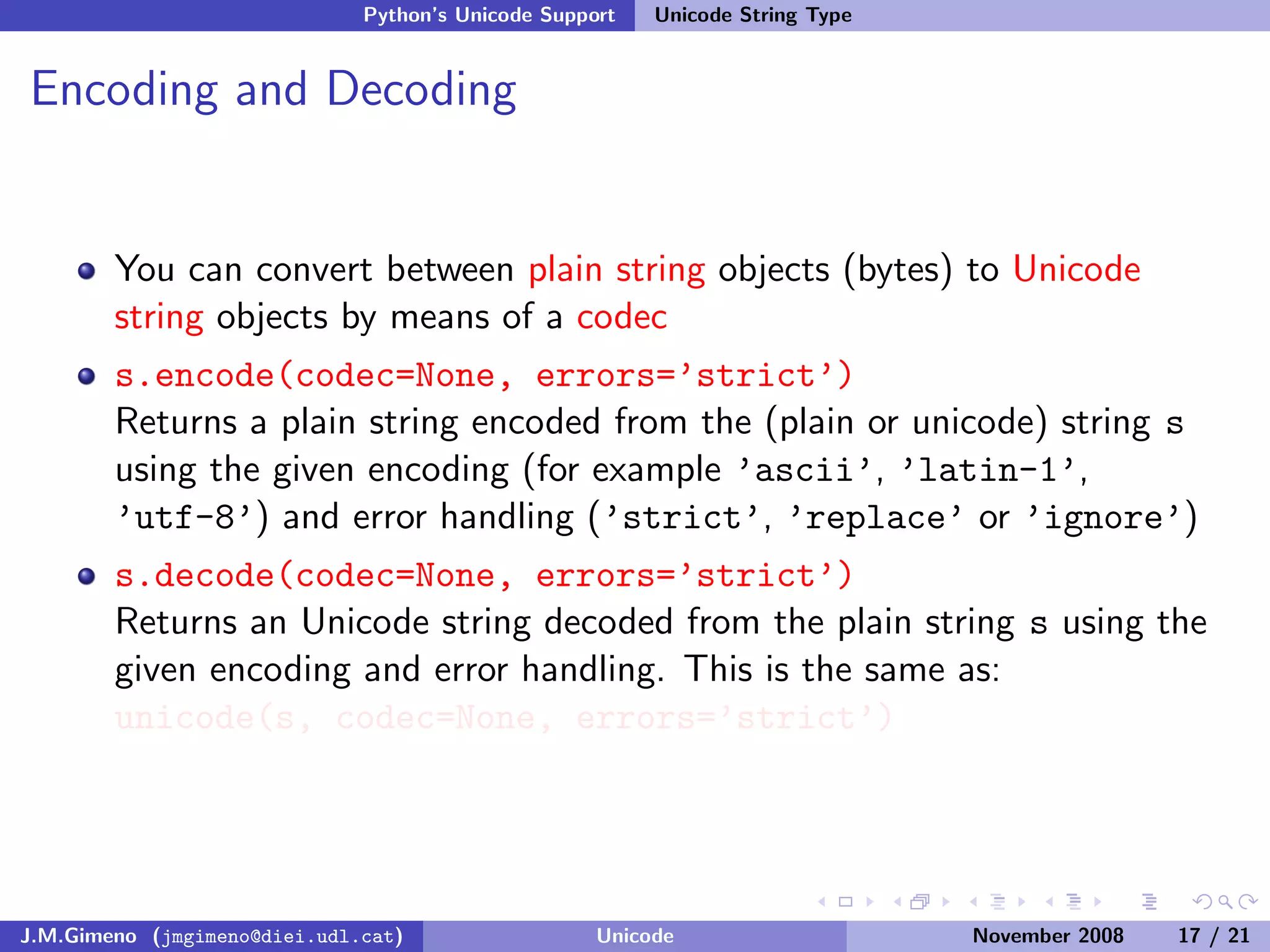 Unicode (and Python)