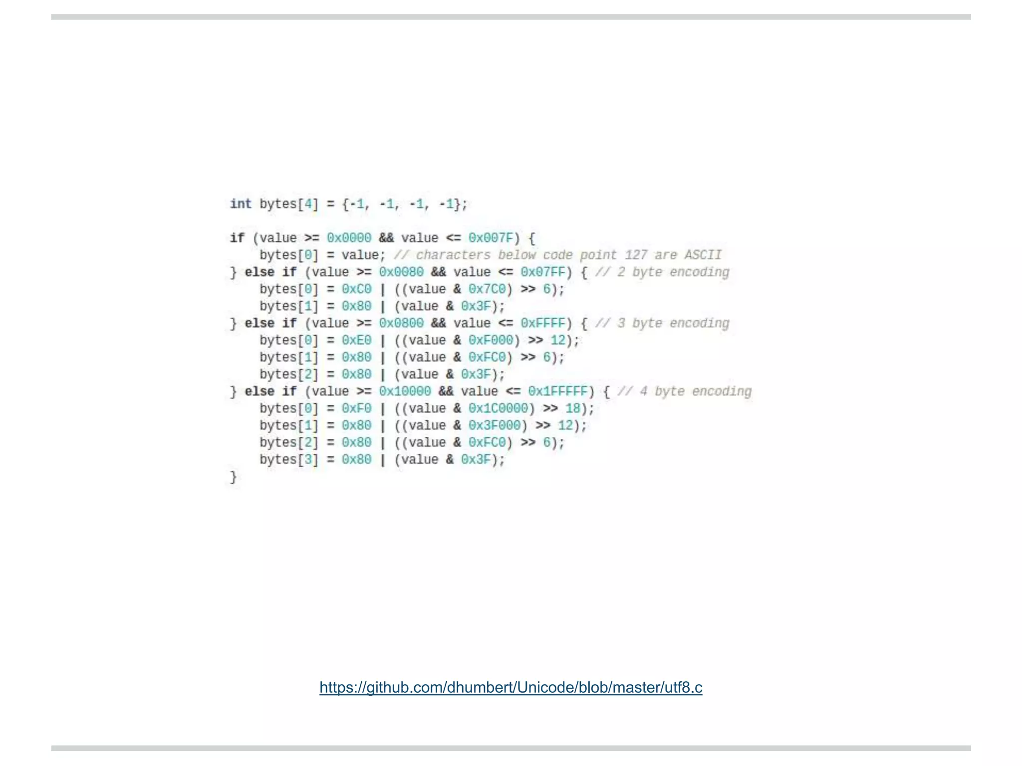 Byte Order Mark
• U+FEFF
• Little endian vs. big endian
• Commonly used for UTF-16 and UTF-32
• Unnecessary in UTF-8
 