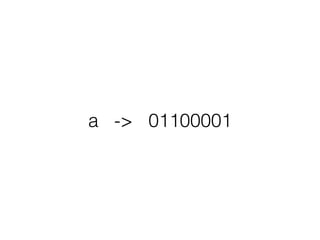 a -> 01100001
 