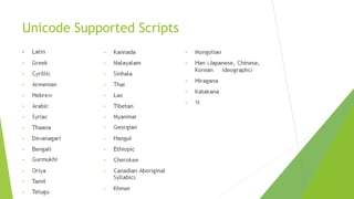Unicode Supported Scripts

 