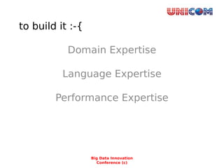 to build it :-{
Domain Expertise
Language Expertise
Performance Expertise
Big Data Innovation
Conference (c)
 