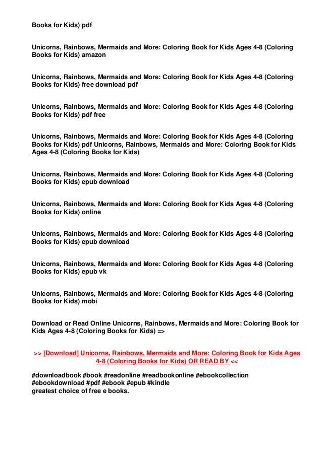 Download Unicorns Rainbows Mermaids And More Coloring Book For Kids Ages 4