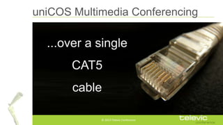 uniCOS Multimedia Conferencing

...over a single
CAT5
cable
© 2013 Televic Conference

 