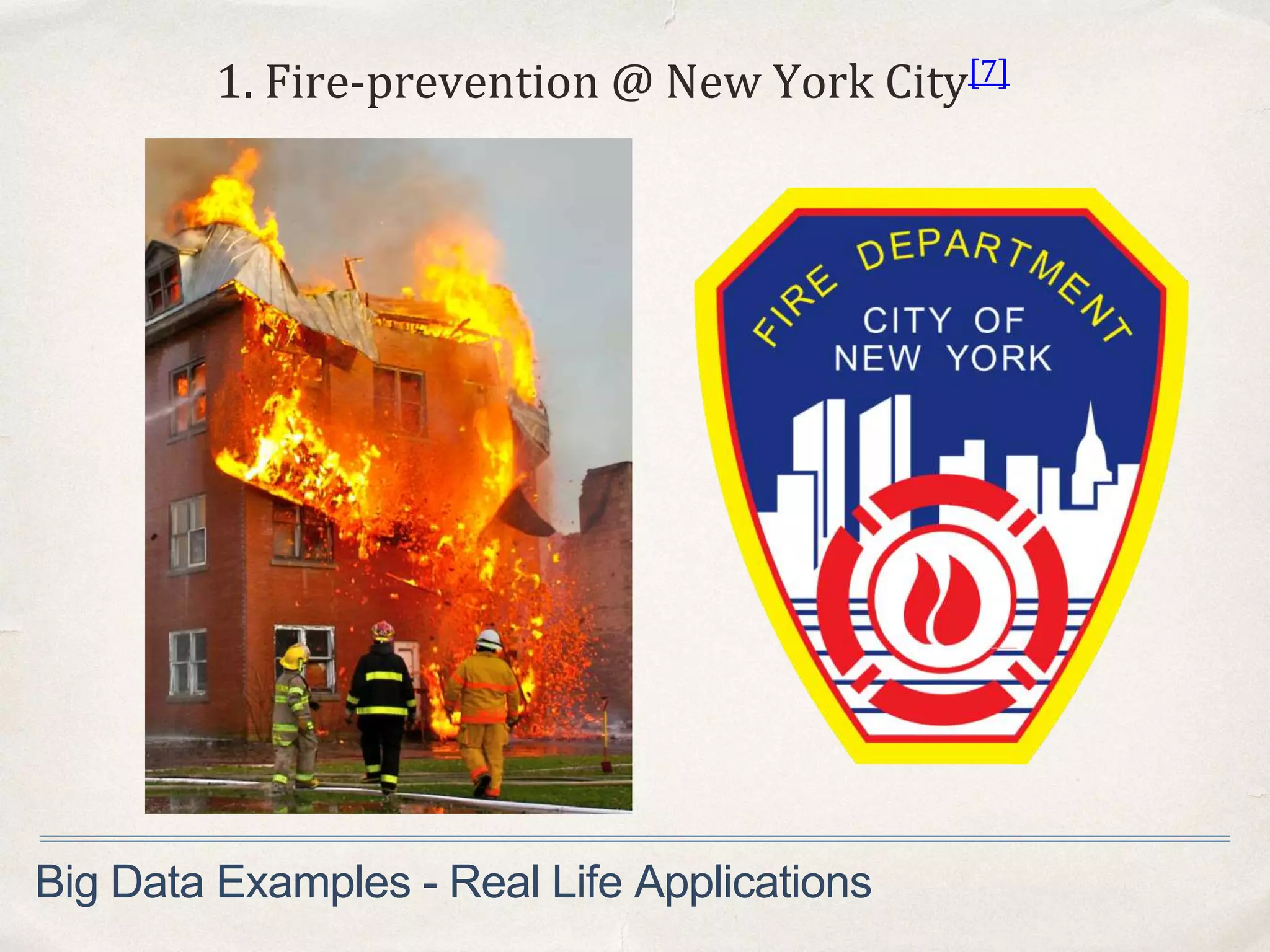 1. Fire-prevention @ New York City[7]
Big Data Examples - Real Life Applications
 