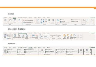 Insertar
Disposición de página
Fórmulas
 