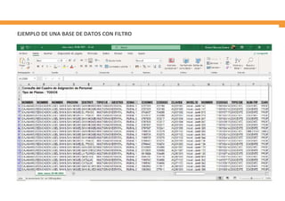 EJEMPLO DE UNA BASE DE DATOS CON FILTRO
 