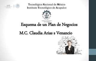 Tecnológico Nacional de México
Instituto Tecnológico de Acapulco
Esquema de un Plan de Negocios
M.C. Claudia Arias s Venancio
 