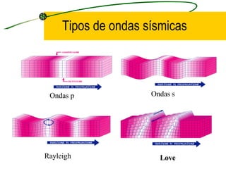 Tipos de ondas sísmicas Rayleigh  Love   Ondas p  Ondas s  